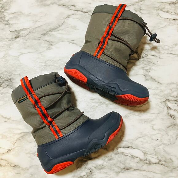 Crocs Kids Swiftwater Waterproof Boots C11 Grey Red Rain Snow - Picture 1 of 8